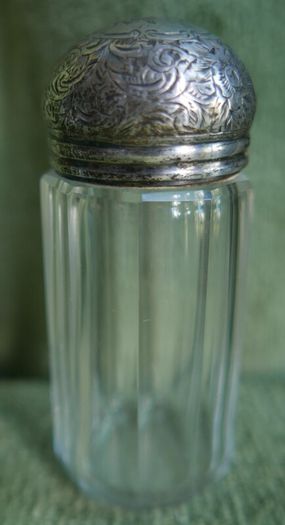 Antique Edwardian 1800s Set 5 Sterling Silver Cut Glass Vanity Pin Bottles Jars
