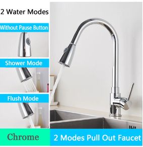 BRAND NEW Kitchen Faucet Single Hole Pull Out Spout Kitchen Sink Mixer Tap Stream Sprayer Head Chrome/Black Mixer Tap