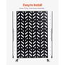 Metal Privacy Screen, 47" W x 72" H, Outdoor Privacy Screens 5-Panel, Freestanding Outdoor Divider with Stand, Decorative Garden Steel Privacy Fence for Balcony Patio Indoor Room Black Image 4