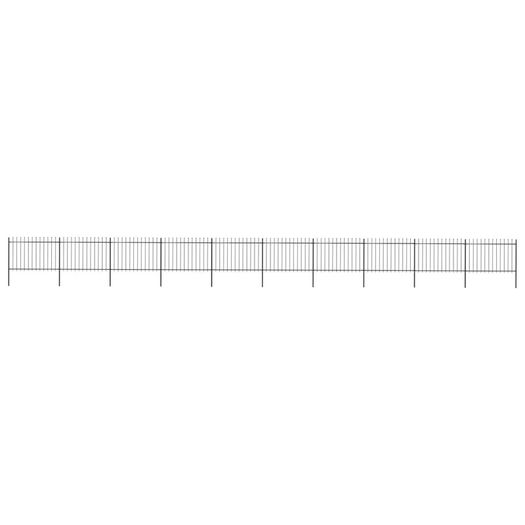 Garden Fence with Spear Top Steel 17x1.2 m Black