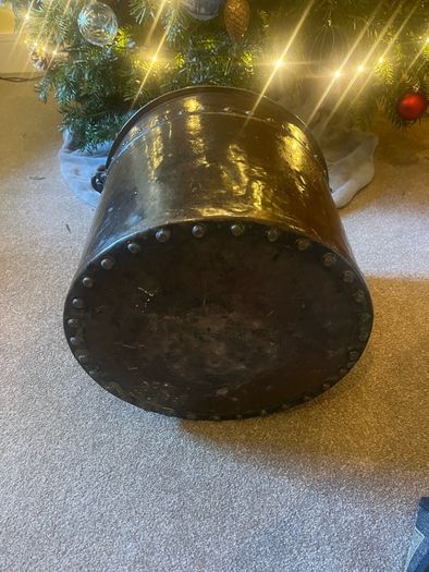 Antique French Copper Log Bucket