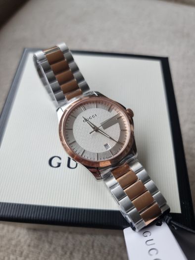 (New) Gucci Rose Gold Classic Two Tone Watch, Swiss Made