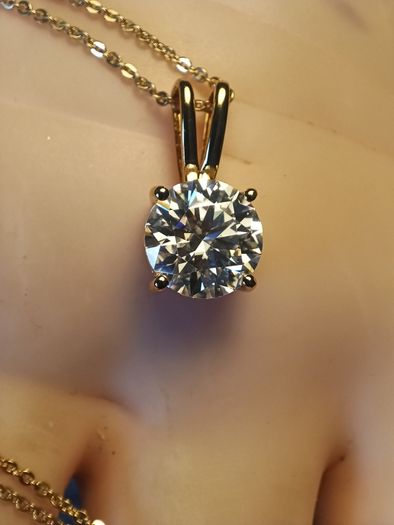 2.5ct. Moissanite Solitaire Pendant and Chain