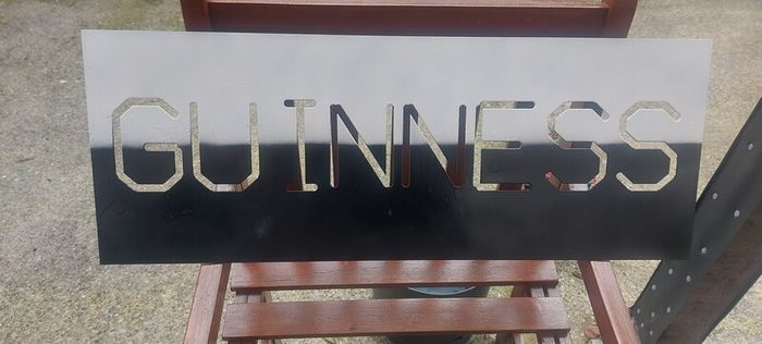 Guinness stencil laser cut steel metal stencil,,make ur own signs ,buyer collects or pays postage thank you, sold as is,heavy duty metal