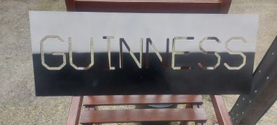 Guinness stencil laser cut steel metal stencil,,make ur own signs ,buyer collects or pays postage thank you, sold as is,heavy duty metal