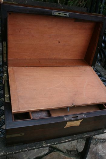 Antique Wooden Writing Box 19th century ,Brass fittings