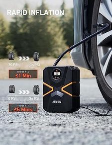 Tyre Inflator Air Compressor 12V DC, Digital Car Tyre Pump 150 PSI, Preset Tyre Pressure & Auto Shutoff, Electric Air Pump for Car Tyres, Bicycles, Other Inflatables (Black&Yellow)