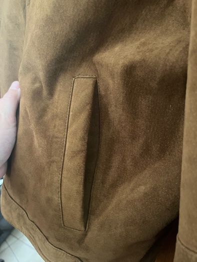 mens bomber jacket zip up suede feel