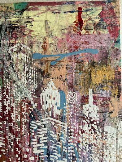 Original Painting Irish Abstract Art Cityscape Pink Original Art contemporary Irish art