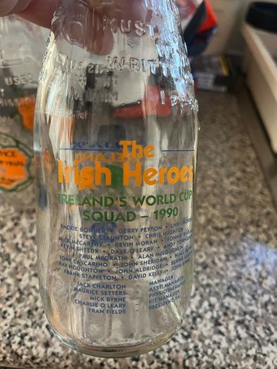 3 vintage 1990 World Cup milk bottles