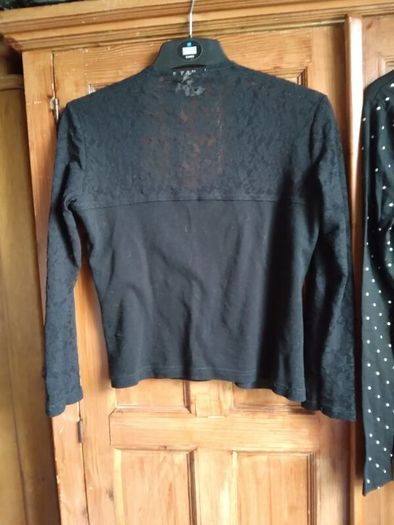 2 tops -Black lace, & spotted.NEW