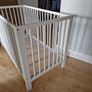 White Wooden Baby Cot Crib with Mattress Excellent Condition Image 2