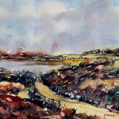 road to inisbofin watercolour