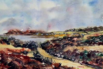 road to inisbofin watercolour