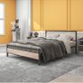 4ft6 Double Bed Frames with Wood Headboard Image 3