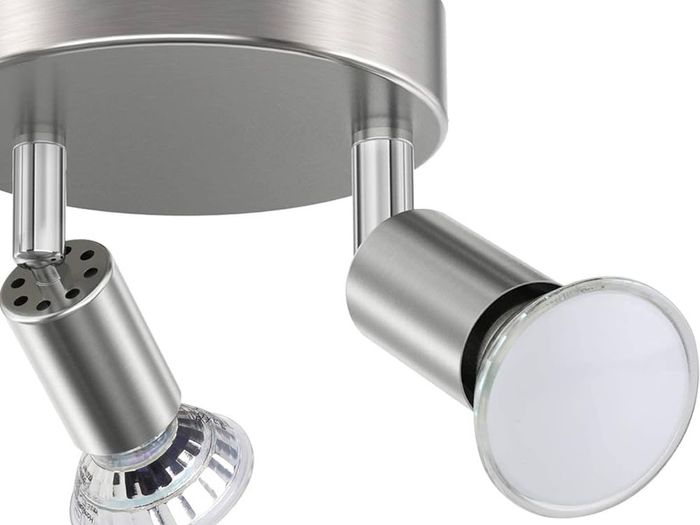 LED Ceiling Light Rotatable, 2 Way Round Plate LED Ceiling Spot Lights, 110mm (Including 2x4W GU10 LED Light Bulbs, 450LM, Cool White) LED Ceiling Lamp for Kitchen, Living Room  Matt Nickel