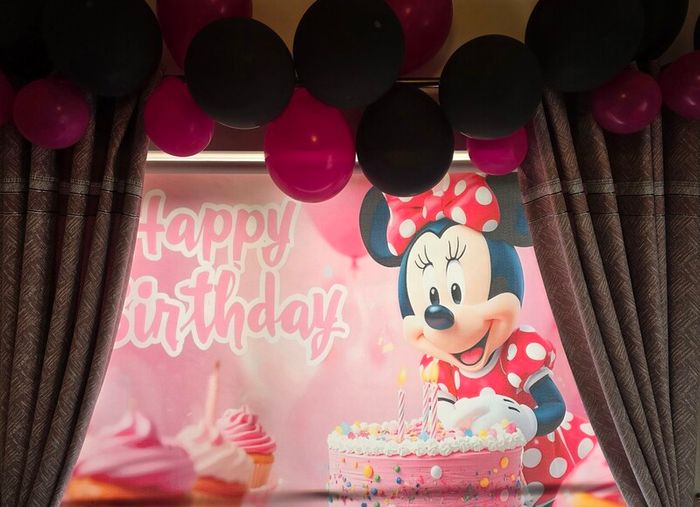 Minnie Mouse Birthday backdrop and 2 stands