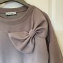 Ladies Bow Shoulder Taupe Top F/S Image 2