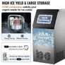 NEW SALE | Commercial Ice Maker, 132 LBS/24H, Stainless Steel Ice Cube Maker Machine w/ 22 LBS Storage, 410W Ice Making Machine w/ LED Control Panel Water Filter Pipes Ice Scoop for Bars Restaurants, 220V Image 3