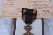 Belgium WW11 POW Medal with Documents