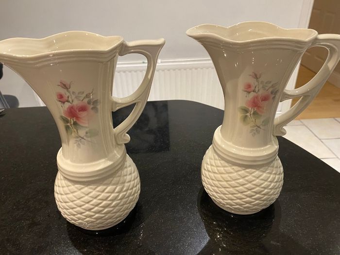 Donegal Parian ware pair of 9 inch Ewers