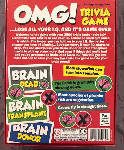 OMG! Trivia board game