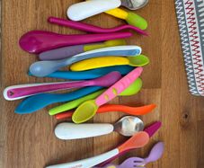Baby weaning spoons, freezer trays, bibs, cup