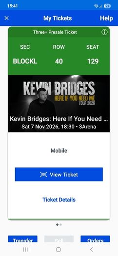 2 Kevin Bridges tickets, 3Arena, Saturday 7th November 2026