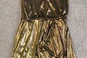 Fashion Union Gold Metallic One Shoulder Dress UK 6