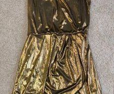 Fashion Union Gold Metallic One Shoulder Dress UK 6