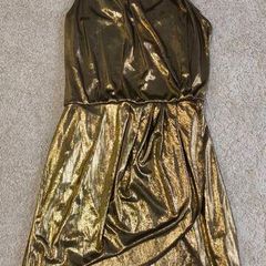 Fashion Union Gold Metallic One Shoulder Dress UK 6