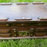 Vintage Wood Jewelry Box  Red Lining, Removable Tray 11" x 6" H-5,3" Image 2