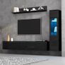 3-Piece with LED Lighting, High Gloss Black - Living Room Furniture Set with TV Lowboard, Display Case & Wall Shelf, Modern, for Large TVs up to 79 Inches Black Image 3
