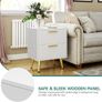 2-Drawer Bedside Table Set of 2, Small Bedside Storage Cabinet with Storage, Nightstand End Table for Living Room Bedroom Office, 40x30x52cm, White & Gold Image 8