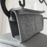 Grey fabric hanging closet organizer with 6 open shelves and side mesh pockets Image 3