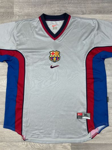 Genuine Vintage 1998 Barcelona Away Jersey Shirt Mens XL Silver
