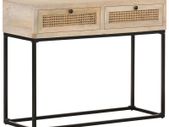 Console Table 100x35x76 cm Solid Mango Wood and Natural Cane