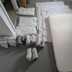 Cot/toddler 140x70cm 3x duvets, 6x covers, 2x sheets, mattress, 3x Pillow and 6x cases