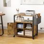 Wooden Printer Stand With Power Outlets, Industrial Storage Cabinet, Print Stand Filing Cabinets with Key, Wooden Sideboard with Open Shelf, Brown Image 7