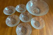 vintage French glass serving desert bowl and side bowls