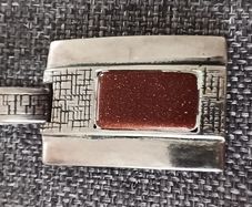 Large  silver pendant with goldstone
