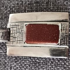 Large  silver pendant with goldstone