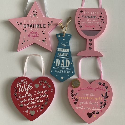 Wooden Hanging Plaque with Mirror Detailing