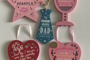 Wooden Hanging Plaque with Mirror Detailing