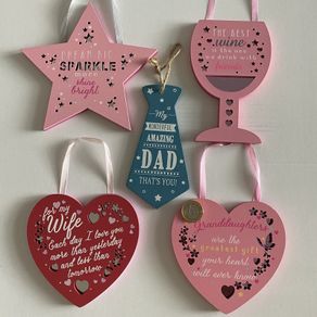 Wooden Hanging Plaque with Mirror Detailing
