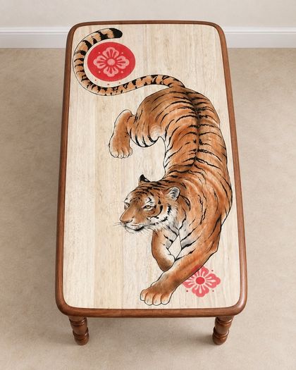 Hand painted solid wood coffee table