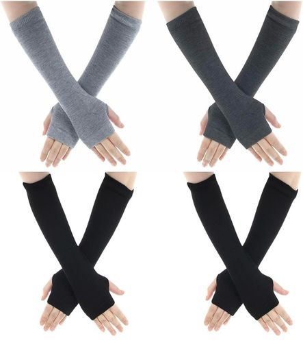 Brand New 4 Pairs Knitted Fingerless Gloves Wrist with Finger Holes
