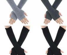 Brand New 4 Pairs Knitted Fingerless Gloves Wrist with Finger Holes