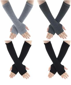 Brand New 4 Pairs Knitted Fingerless Gloves Wrist with Finger Holes
