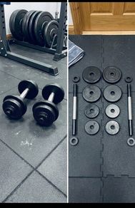 Pair of Solid Iron Adjustable Dumbbells 12kg Total Set